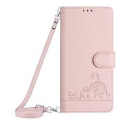 Paekear Coque avec Cordon pour Oppo Reno 8 Lite 5G, PU Cuir Silicone Cover avec Fente pour Carte Tour de Cou Lanière, Slim Necklace Case Anti-Choc Bumper Housse Etui & Collier, Rose