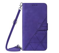 Paekear Coque avec Cordon pour Realme 9i / Oppo A76 / Oppo A96 4G, PU Cuir Silicone Cover avec Fente pour Carte Tour de Cou Lanière, Slim Necklace Case Anti-Choc Bumper Etui Housse & Collier, Violet