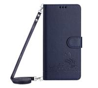 Paekear Coque avec Cordon pour Xiaomi Mi 10T / 10T Pro 5G, PU Cuir Silicone Cover avec Fente pour Carte Tour de Cou Lanière, Slim Necklace Case Anti-Choc Bumper Housse Etui & Collier, Bleu