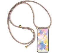 Paekear Coque pour Oppo A16 / Oppo A16s / Oppo A54s avec Cordon de Collier, Cover Transparente Silicone TPU Bumper Etui Housse avec Cordon Réglable Téléphone Lanyard Case Collier - Arc-en-Ciel