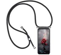 Paekear Coque pour Oppo A57 4G / Oppo A57s 4G avec Cordon de Collier, Cover Transparente Silicone TPU Bumper Etui Housse avec Cordon Réglable Téléphone Lanyard Case Collier - Noir