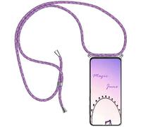 Paekear Coque pour Vivo V21 5G/4G avec Cordon de Collier, Cover Transparente Silicone TPU Bumper Etui Housse avec Cordon Réglable Téléphone Lanyard Case Collier - Violet
