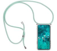 Paekear Coque pour Xiaomi Poco C75 / Xiaomi Redmi 14C avec Cordon de Collier, Cover Transparente Silicone TPU Bumper Etui Housse avec Cordon Réglable Téléphone Lanyard Case Collier - Vert