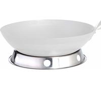 Paella World anneau de support en acier inoxydable pour les poêles wok Paella World acier avec poignée en bois