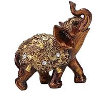PAER Statue D'éléphant en Polyrésine Dorée, élégante Statue D'éléphant avec Trompe Tournée vers Le Haut, Cadeau de Figurine de Collection Porte-Bonheur de la Richesse, Décoration D'intérieur(M)