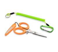 PAFASON 4,5" Pêche Ciseaux pour Ligne Tressée, Longe, Acier Inoxydable, Lames Dentelées, Grands Trous pour Doigts, Poignée Antidérapante, Coupe-Ligne de Pêche, Étui de Sécurité