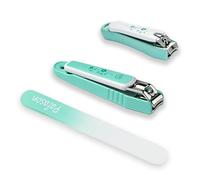 PAFASON Ensemble Coupe-Ongles Ultra Tranchant avec Lime à Ongles en Verre, Coupe-Ongles Mains et Pieds, Acier Inoxydable, Lame Incurvée, Robuste, Récupérateur d'Ongles, pour Hommes et Femmes