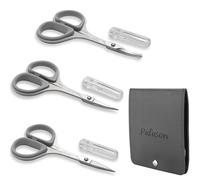 PAFASON Ultra Tranchant Barbe Ciseaux Set, Haute Précision Droit Courbé Ronde Pointe Moustache Facial Nez Cheveux Toilettage Outil, Acier Inoxydable, Sécurité Coffret, Premium Cuir Poche