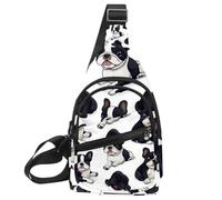 PAFEFO Petit sac à dos à bandoulière, sac de poitrine, sac de jour, mignon dessin animé chien chiot (2), Multicolore 01., 11.8x7x1.5in/30x18x4cm