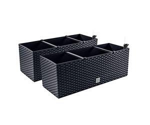PAFEN 2in1 Set 2X Jardinière Balcon Jardinière Aspect Rotin 4 Couleurs Pot de Fleurs (Anthracite)