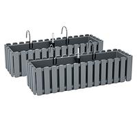 PAFEN 2X Bac À Fleurs Pot À Fleurs avec Supports - 58 x 18 x 16,2 cm - Système d'Irrigation pour Pots de Fleurs Balcon Boîtes à Fleurs, Gris