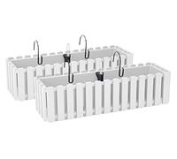 PAFEN 2X Bac À Fleurs Pot À Fleurs avec Supports - 58 x 18 x 16,2 cm - Système d'Irrigation pour Pots de Fleurs Balcon Boîtes à Fleurs, Blanc