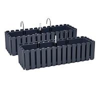PAFEN 2X Bac À Fleurs Pot À Fleurs avec Supports - 58 x 18 x 16,2 cm - Système d'Irrigation pour Pots de Fleurs Balcon Boîtes à Fleurs, Anthracite