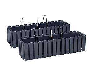 PAFEN 2X Bac À Fleurs Pot À Fleurs avec Supports - 58 x 18 x 16,2 cm - Système d'Irrigation pour Pots de Fleurs Balcon Boîtes à Fleurs, Anthracite