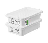 PAFEN 2x Boîte de rangement avec couvercle transparent 3,1l - 30x20x8cm - Boîtes Rangement Bacs gerbables avec clips de fermeture Bacs en plastique Boîtes à vêtements Organiseur | Blanc