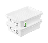 PAFEN 2x Boîte de rangement avec couvercle transparent 8,5l - 40x30x11cm - Boîtes Rangement Bacs gerbables avec clips de fermeture Bacs en plastique Boîtes à vêtements Organiseur | Blanc