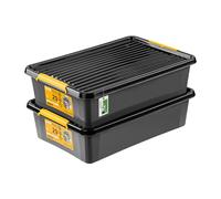 PAFEN 2x Boîte de rangement robuste 32l avec roulettes - 59x39x16cm - Bacs pour tâches spécifiques Bacs de rangement Boîtes de rangement Bacs gerbables avec clips de fermeture Bacs en plastique