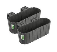 PAFEN 2X Pot à Fleurs 4,9L à Suspendre sur Balustrade - 385 x 200 x 130 mm - Bac à Plantes Élégant, au Lattes, Pot de Balcon Résistante aux Intempéries et aux UV - Gris