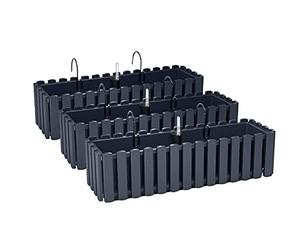 PAFEN 3X Bac À Fleurs Pot À Fleurs avec Supports - 58 x 18 x 16,2 cm - Système d'Irrigation pour Pots de Fleurs Balcon Boîtes à Fleurs, Anthracite