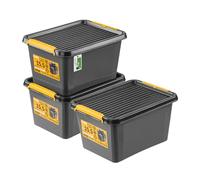 PAFEN 3x Boîte de rangement robuste 15,5l avec couvercle - 39x29x21,5cm - Bacs pour tâches spécifiques Bacs de rangement Boîtes de rangement Bacs gerbables avec clips de fermeture Bacs en plastique