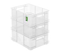 PAFEN 3x Euro bac gerbable 20l - 43 x 35 x 18 cm - conteneur de stockage Euro-box transparent bac gerbable transport Euro conteneur en PP