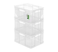 PAFEN 3x Euro-box empilable 28l - 43 x 35 x 24 cm - conteneur de stockage Euro-box boîte gerbable transparente transport conteneur Euro en PP
