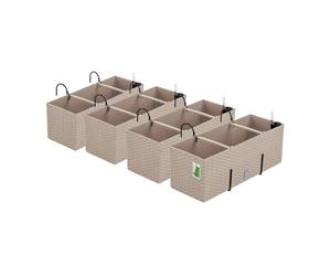 PAFEN 4X bac à Fleurs Pot de Fleurs Aspect rotin avec Supports Pot de Fleurs indicateur de Niveau d'eau jardinière de Balcon jardinières Moka