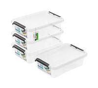PAFEN 4x boîte de rangement avec couvercle, 3,1l - 30x20,5x8cm - SET Bacs de rangement Transparent Boîtes Rangement Bacs gerbables avec clips de fermeture Bacs plastiques