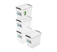 PAFEN 4x boîte de rangement avec couvercle, 3l - 19,5x15x16cm - SET Bacs de rangement Transparent Boîtes Rangement Bacs gerbables avec clips de fermeture Bacs plastiques