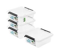 PAFEN 4x boîte de rangement avec couvercle, 6l - 29x29x11cm - SET Bacs de rangement Transparent Boîtes Rangement Bacs gerbables avec clips de fermeture Bacs plastiques