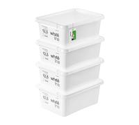 PAFEN 4x Boîte de rangement avec couvercle transparent 12,5l - 40x30x16,5cm - Boîtes Rangement Bacs gerbables avec clips de fermeture Bacs en plastique Boîtes à vêtements Organiseur | Blanc