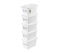 PAFEN 5x Boîte de rangement avec couvercle transparent 6,5l - 30x20x18cm - Boîtes Rangement Bacs gerbables avec clips de fermeture Bacs en plastique Boîtes à vêtements Organiseur | Blanc