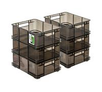 PAFEN 6x Euro bac gerbable 20l - 43 x 35 x 18 cm - conteneur de stockage Euro-box transparent bac gerbable transport Euro conteneur en PP, noir