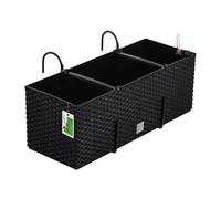 PAFEN Jardinière Aspect rotin avec Supports - 4 Couleurs - Indicateur de Niveau d'eau - Jardinière de Balcon - Anthracite