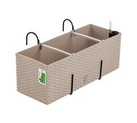 PAFEN Jardinière de balcon Pot de fleurs effet rotin avec supports 4 couleurs Pot de fleurs avec indicateur de niveau d'eau Jardinière de balcon Pots de fleurs/plantes Mocca