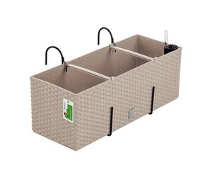 PAFEN Jardinière de balcon Pot de fleurs effet rotin avec supports 4 couleurs Pot de fleurs avec indicateur de niveau d'eau Jardinière de balcon Pots de fleurs/plantes Mocca