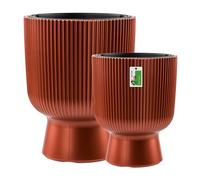 PAFEN Lot de 2 pots de fleurs en plastique sur une jambe - 36 cm et 50 cm - Élégant pot de fleurs pour l'intérieur et le balcon - Couleur cuivre
