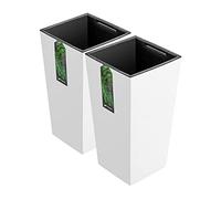 PAFEN Lot de 2 pots de fleurs hauts - 260 x 260 x 505 mm - En plastique mat - Blanc