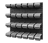 PAFEN Lot de 24 étagères murales empilables - 772 x 780 mm - Système de stockage - Avec couvercle - Étagère de rangement - Étagère de rangement - Étagère de rangement - Noir