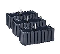PAFEN Lot de 3 jardinières avec supports - 38 x 18 x 16,2 cm - Pot de fleurs avec système d'irrigation, jardinière pour balcon, anthracite