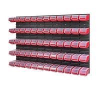 PAFEN Lot de 60 étagères murales empilables avec couvercle Rouge 1158 x 780 mm