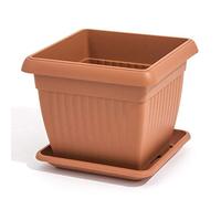 PAFEN Pot de fleurs carré avec soucoupe, 24 x 24 cm, couleur : gris