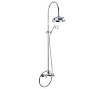 Paffoni - Ricordi Colonne de douche vintage complète avec mélangeur + Douchette à main + Flexible, Chrome (ZCOL000)