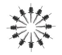 Pafusen Lot de 12 becs verseurs en acier inoxydable, faciles à nettoyer, débit réglable, s'adapte à différentes tailles de bouteilles, pour huile, vin, sirop, vinaigre, etc.
