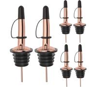 Pafusen Lot de 6 becs verseurs pour huile d'olive avec bouchon, bec verseur pour bouteilles d'huile, spiritueux, vin, eau-de-vie, huile, café, sirop, vinaigre (or rose, bec verseur avec bouchon)