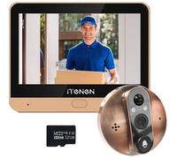 PAG Judas de Porte Camera Surveillance avec Carte 32 Go,3MP Visiophone Connecté Interphone Vidéo,Judas Numerique Écran Batterie