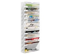 PAG-Mass 13 Compartiments Porte Document Mural,Rangement Mural Bureau,Rangement Papier Trieur Bureau,Fournit un stockage supplémentaire à fond plat,Convient Pour le Bureau/Home/School,Blanc