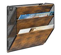 PAG Porte Document Mural à 3 étages Rangement Documents, En bois Rangement Bureau Organisateur,Trieur Mural Porte Revue A4 Présentoir,Convient Pour le Bureau /école/ Maison, Marron