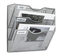 PAG Porte Document Mural à 3 étages Rangement Documents, En Maille Métallique Durable Rangement Bureau Organisateur,Trieur de Lettres,Convient Pour le Bureau /école/ Maison, Argent