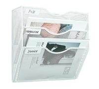 PAG Porte Document Mural à 3 étages Rangement Documents, En Maille Métallique Durable Rangement Bureau Organisateur,Trieur de Lettres,Convient Pour le Bureau /école/ Maison, Blanc